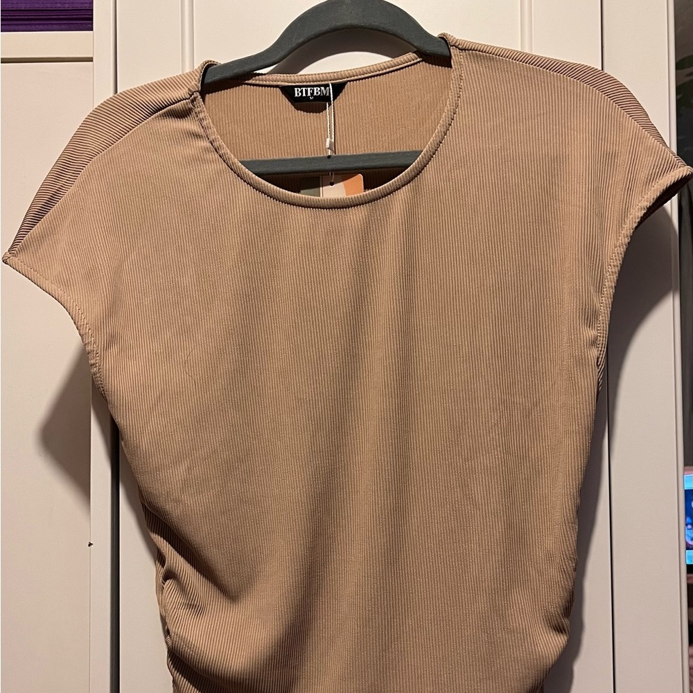 BITEM Women's Short Sleeve Tan Top